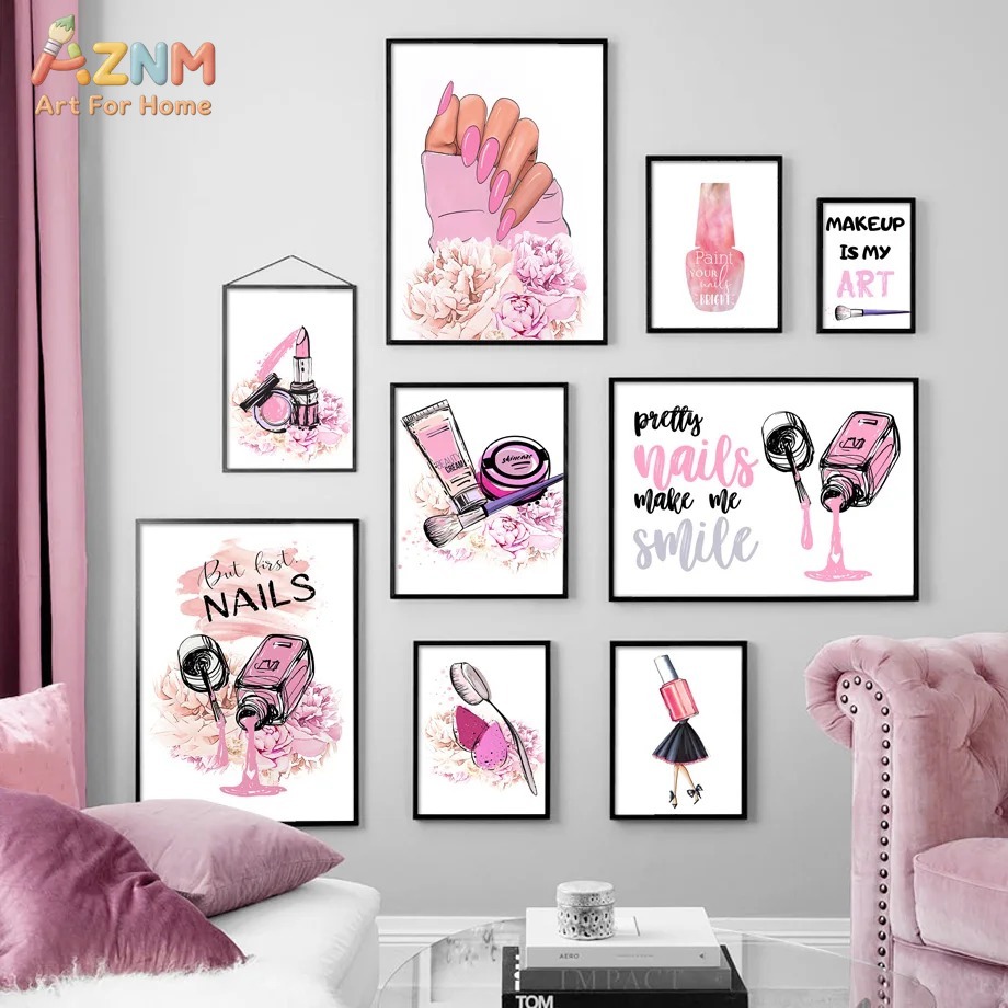 Beauty Of Makeup Quotes - AZNM Różowe Paznokcie Makijaż Sztuka na