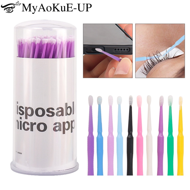 Makeup Brush Set - 100 szt. Jednorazowe szczoteczki do rzęs,