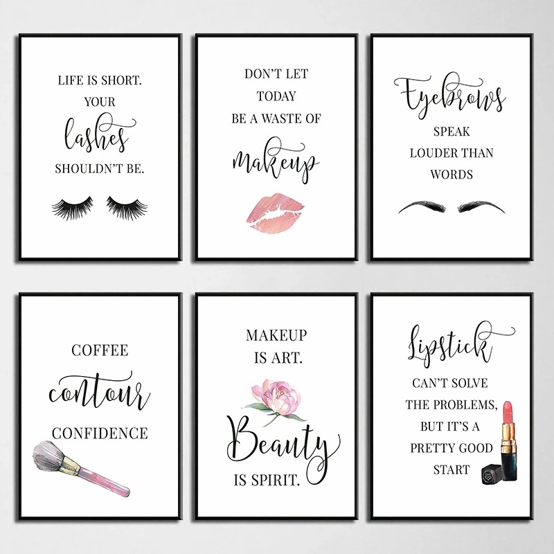 Beauty Of Makeup Quotes - Plakat z cytatami o makijażu, rzęsach,