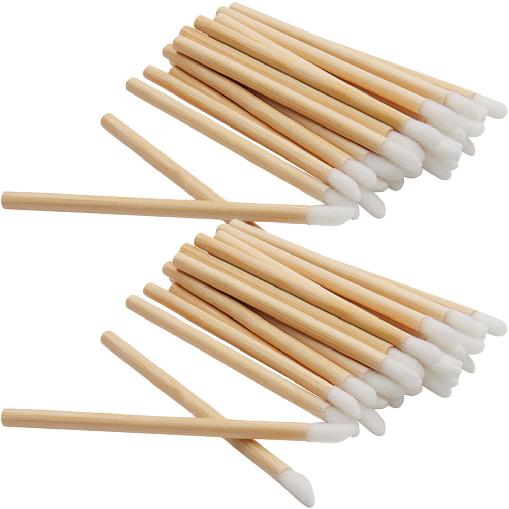 Makeup Brush Set - 100 szt. drewnianych aplikatorów do szminki,