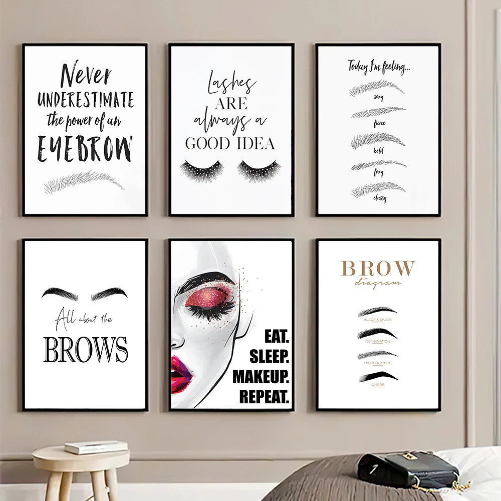 Beauty Of Makeup Quotes - Moda makijaż obraz na płótnie nadruk