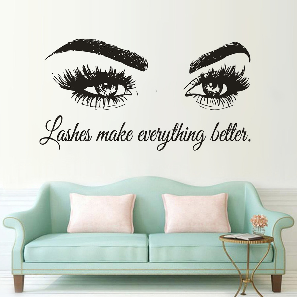 Rzęsy Vinyl kalkomania ścienna – Beauty Of Makeup Quotes recenzja i cena